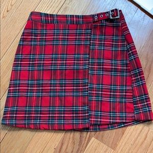 Plaid Buckle Mini Skirt